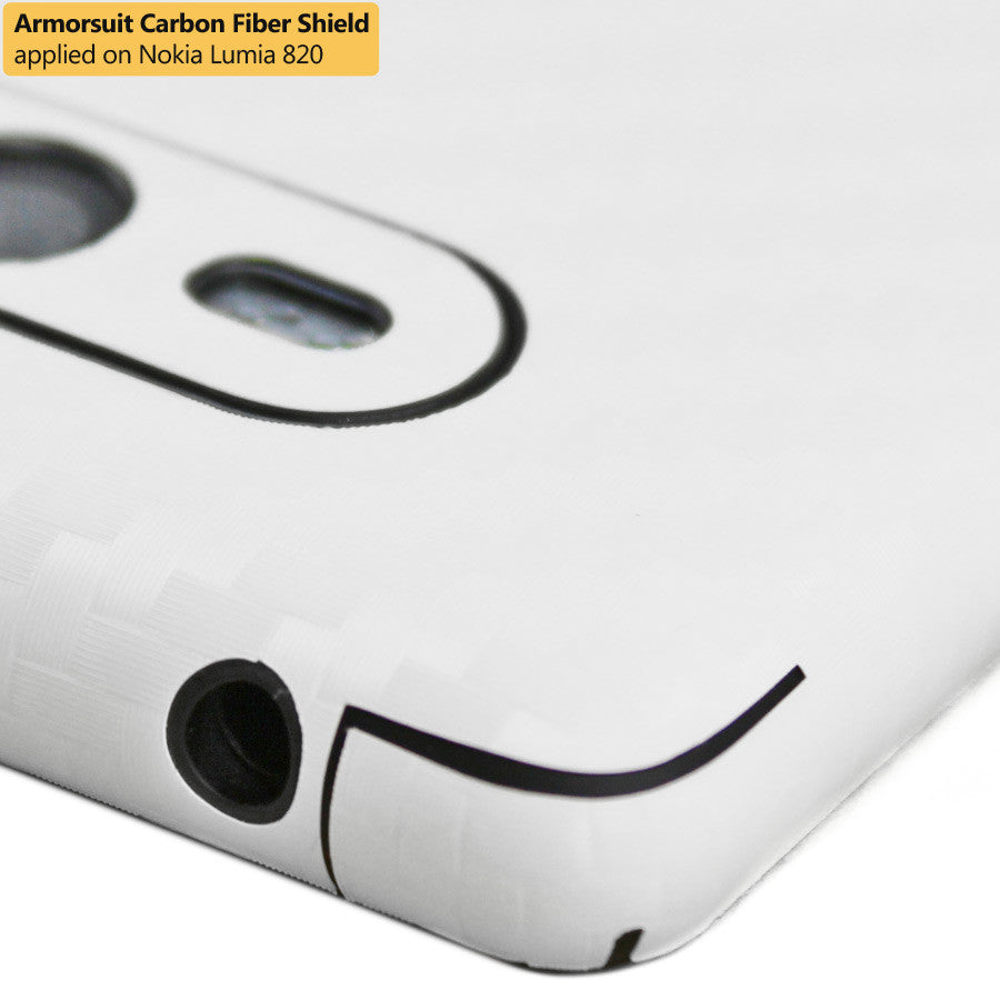 Nokia Lumia 820 Screen Protector + White Carbon Fiber Skin Protector