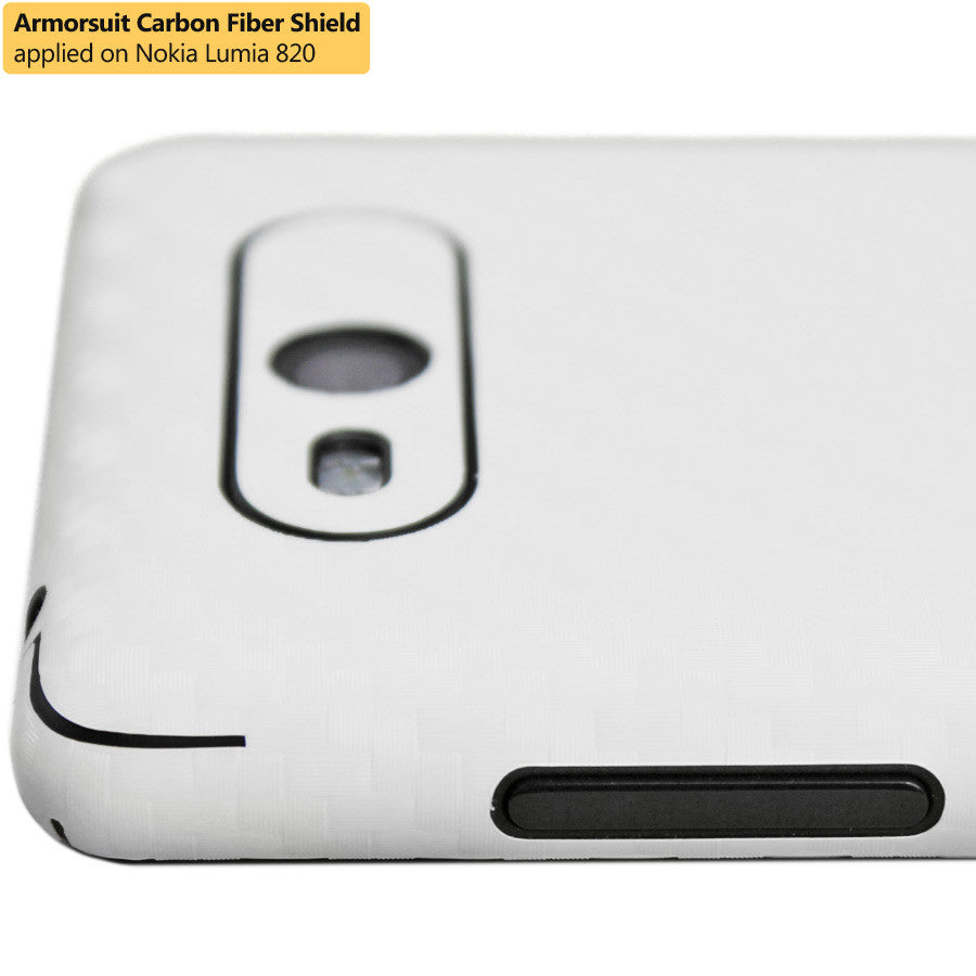 Nokia Lumia 820 Screen Protector + White Carbon Fiber Skin Protector
