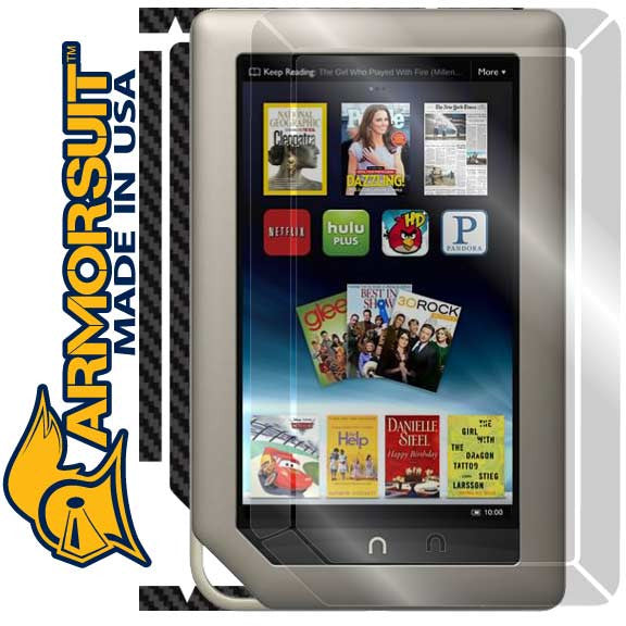 NOOK Tablet Screen Protector + Black Carbon Fiber Skin Protector