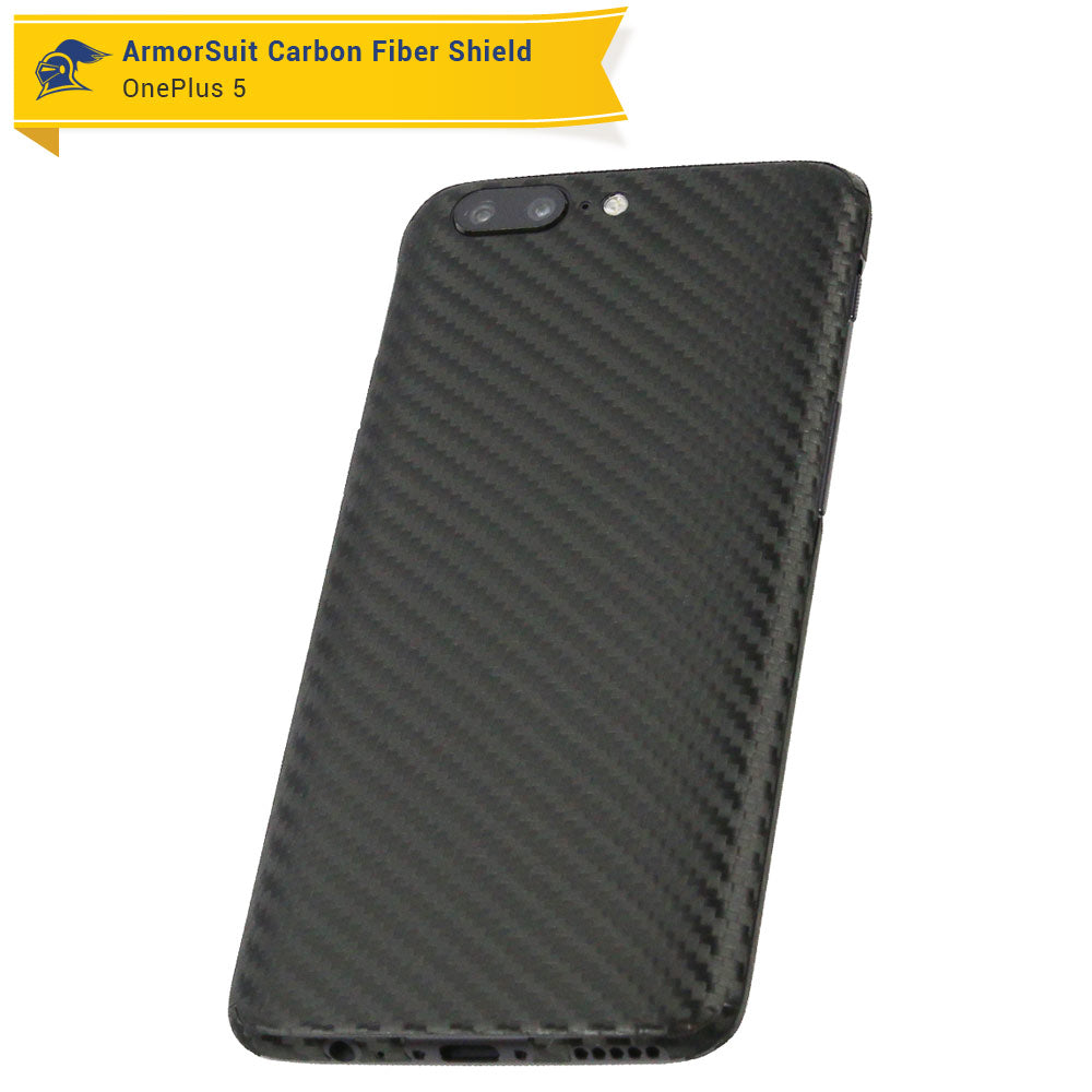 OnePlus 5 Screen Protector + Black Carbon Fiber Skin