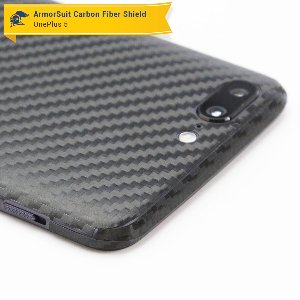 OnePlus 5 Screen Protector + Black Carbon Fiber Skin