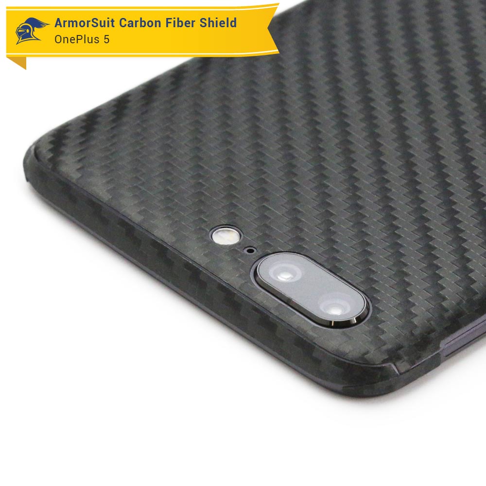 OnePlus 5 Screen Protector + Black Carbon Fiber Skin