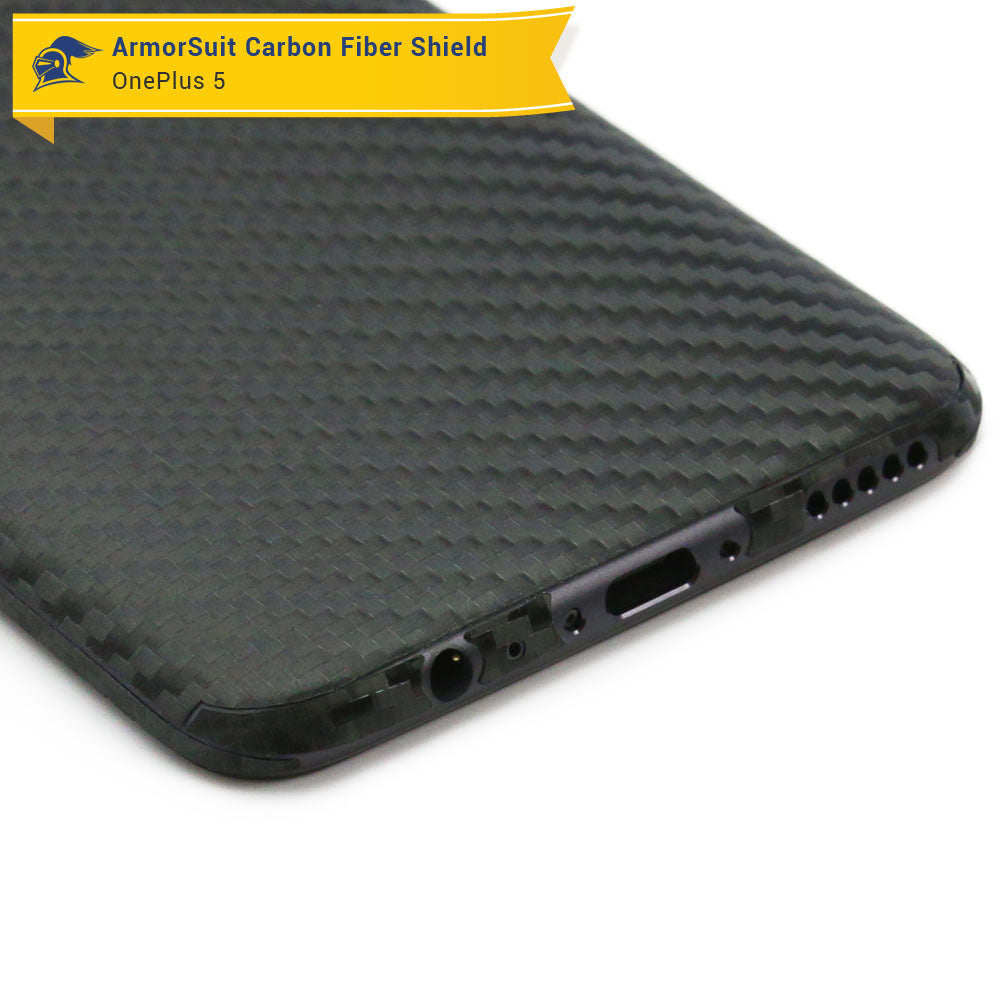 OnePlus 5 Screen Protector + Black Carbon Fiber Skin