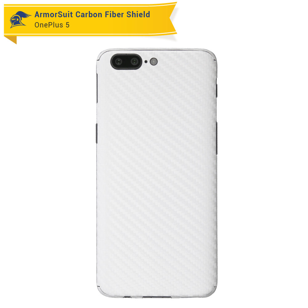 OnePlus 5 Screen Protector + White Carbon Fiber Skin