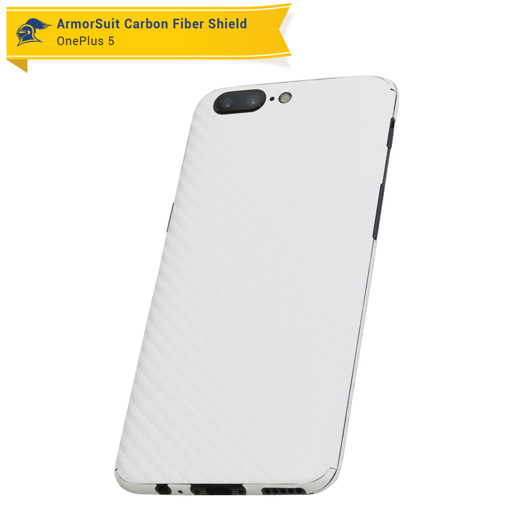 OnePlus 5 Screen Protector + White Carbon Fiber Skin