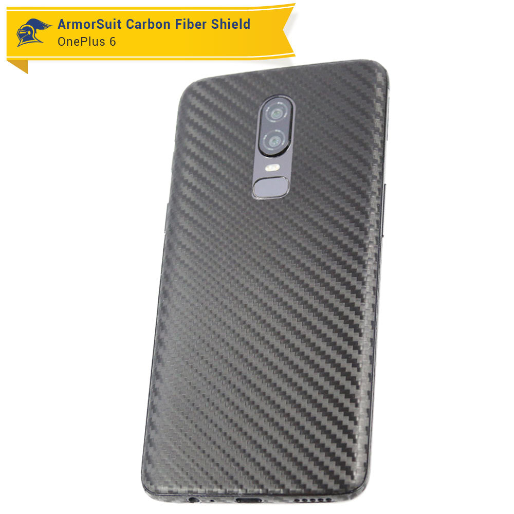 OnePlus 6 Screen Protector + Black Carbon Fiber Skin