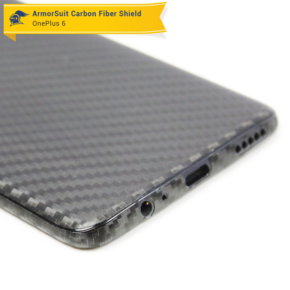 OnePlus 6 Screen Protector + Black Carbon Fiber Skin