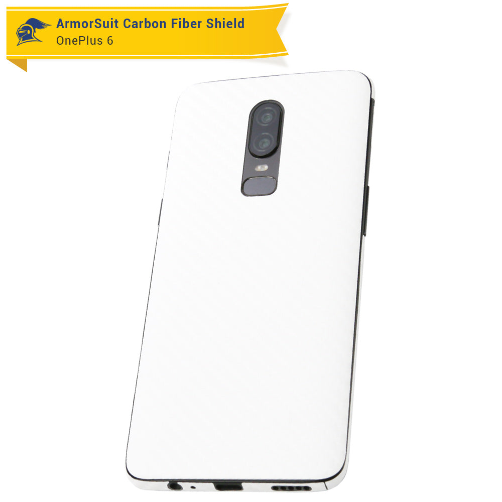 OnePlus 6 Screen Protector + White Carbon Fiber Skin