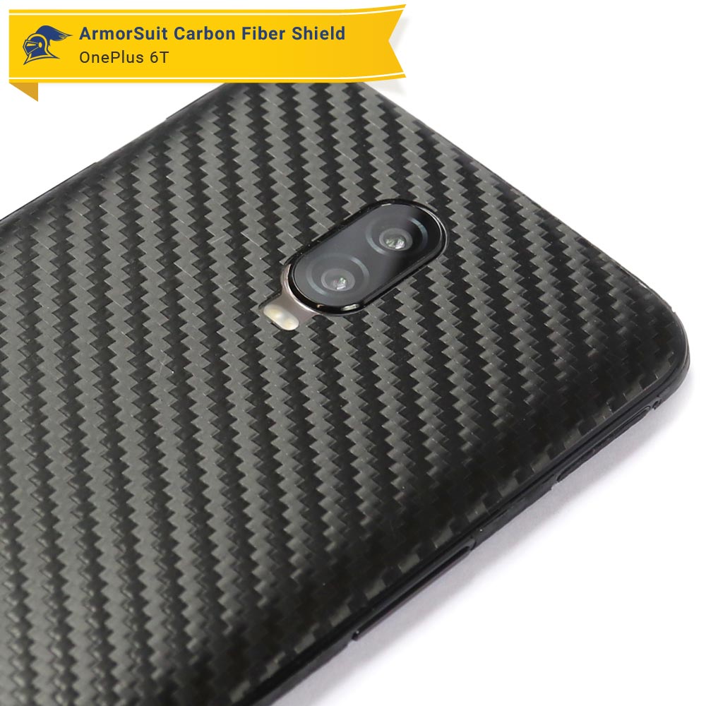 OnePlus 6T Screen Protector + Black Carbon Fiber Skin