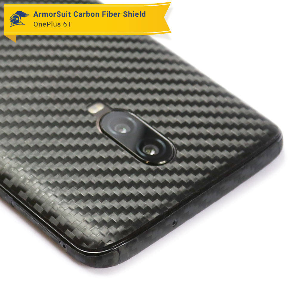 OnePlus 6T Screen Protector + Black Carbon Fiber Skin