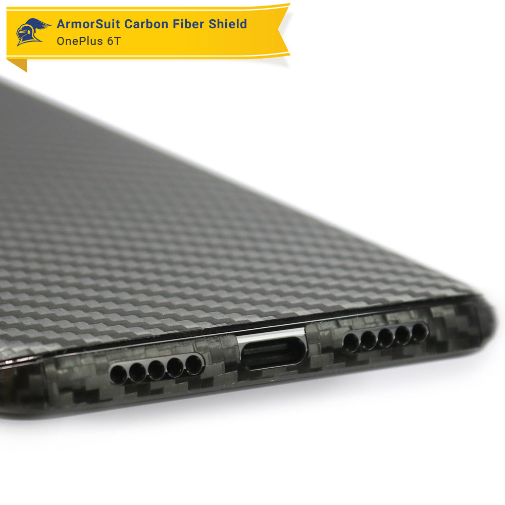 OnePlus 6T Screen Protector + Black Carbon Fiber Skin