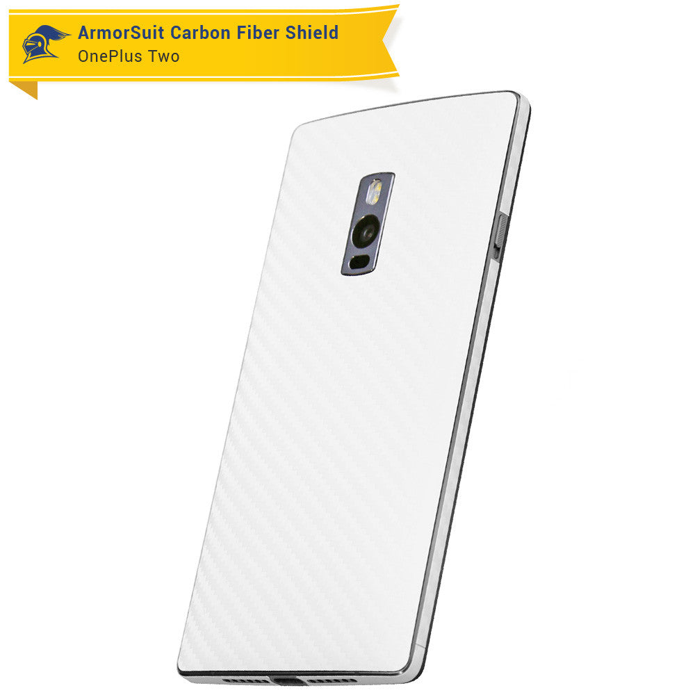 OnePlus 2 Screen Protector + White Carbon Fiber Skin