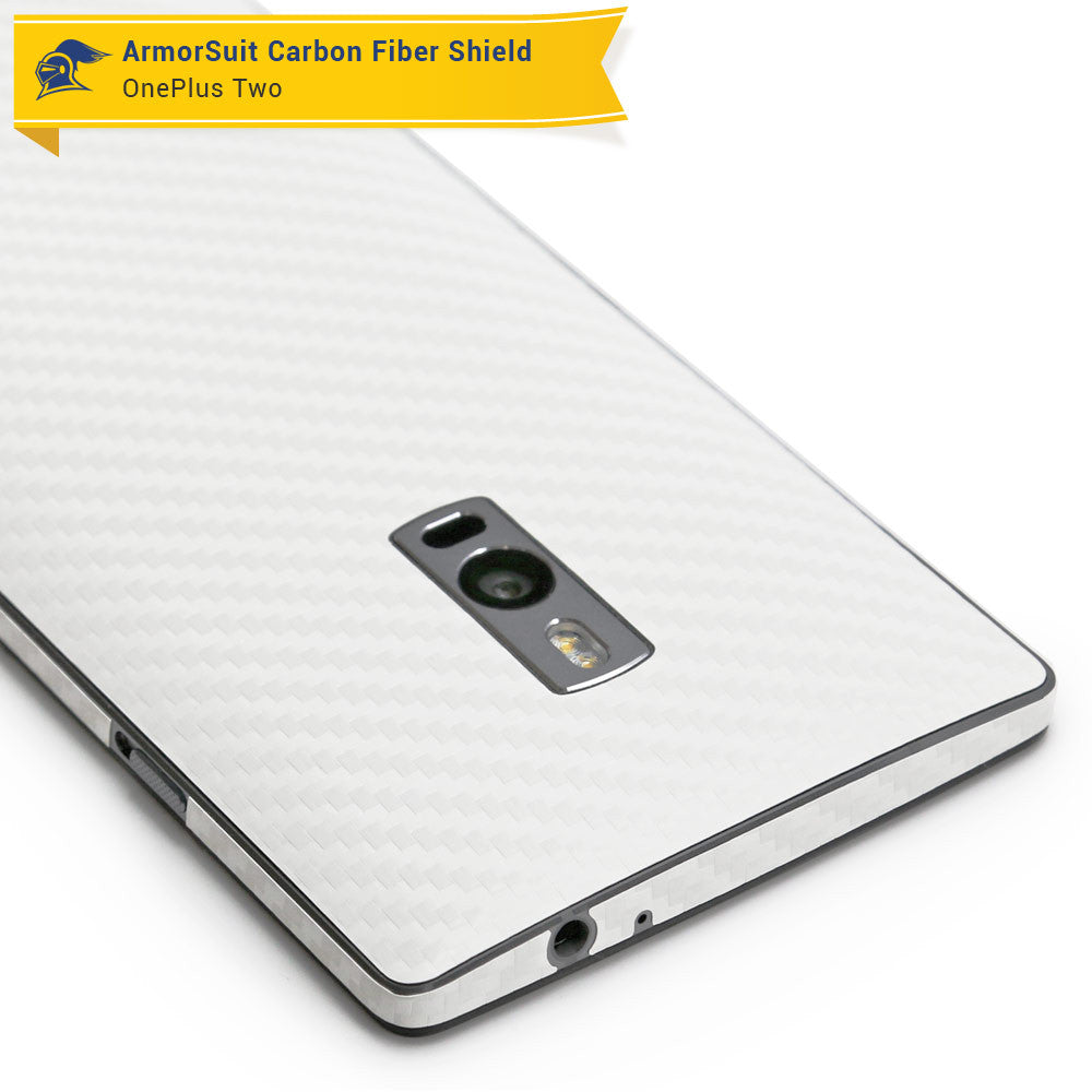 OnePlus 2 Screen Protector + White Carbon Fiber Skin