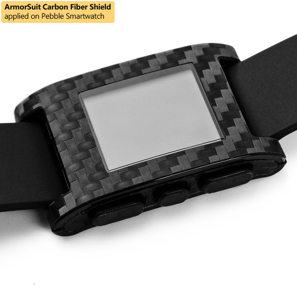 Pebble Smartwatch Screen Protector + Black Carbon Fiber Film Protector