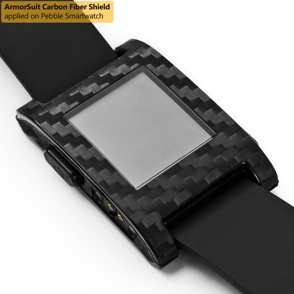 Pebble Smartwatch Screen Protector + Black Carbon Fiber Film Protector