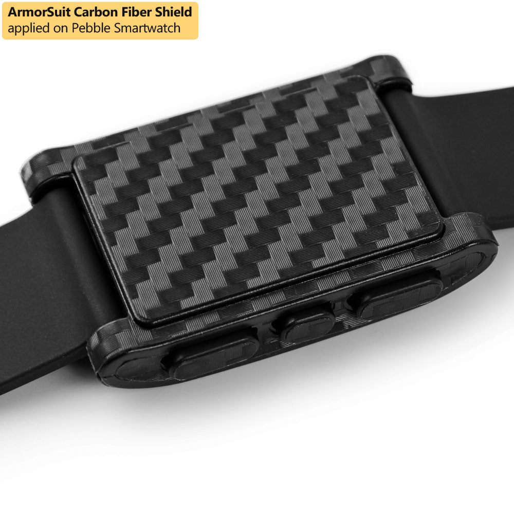 Pebble Smartwatch Screen Protector + Black Carbon Fiber Film Protector