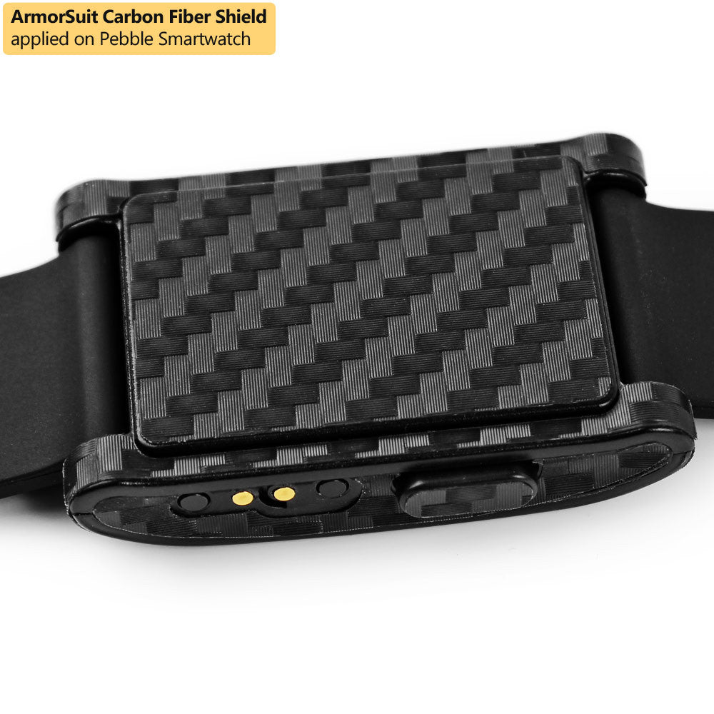 Pebble Smartwatch Screen Protector + Black Carbon Fiber Film Protector