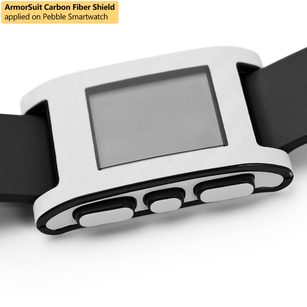 Pebble Smartwatch Screen Protector + White Carbon Fiber Film Protector