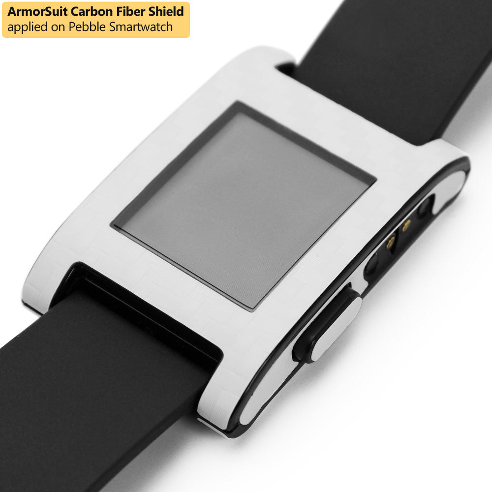 Pebble Smartwatch Screen Protector + White Carbon Fiber Film Protector