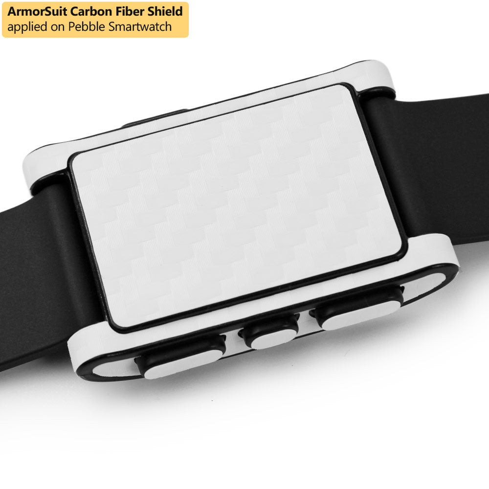 Pebble Smartwatch Screen Protector + White Carbon Fiber Film Protector
