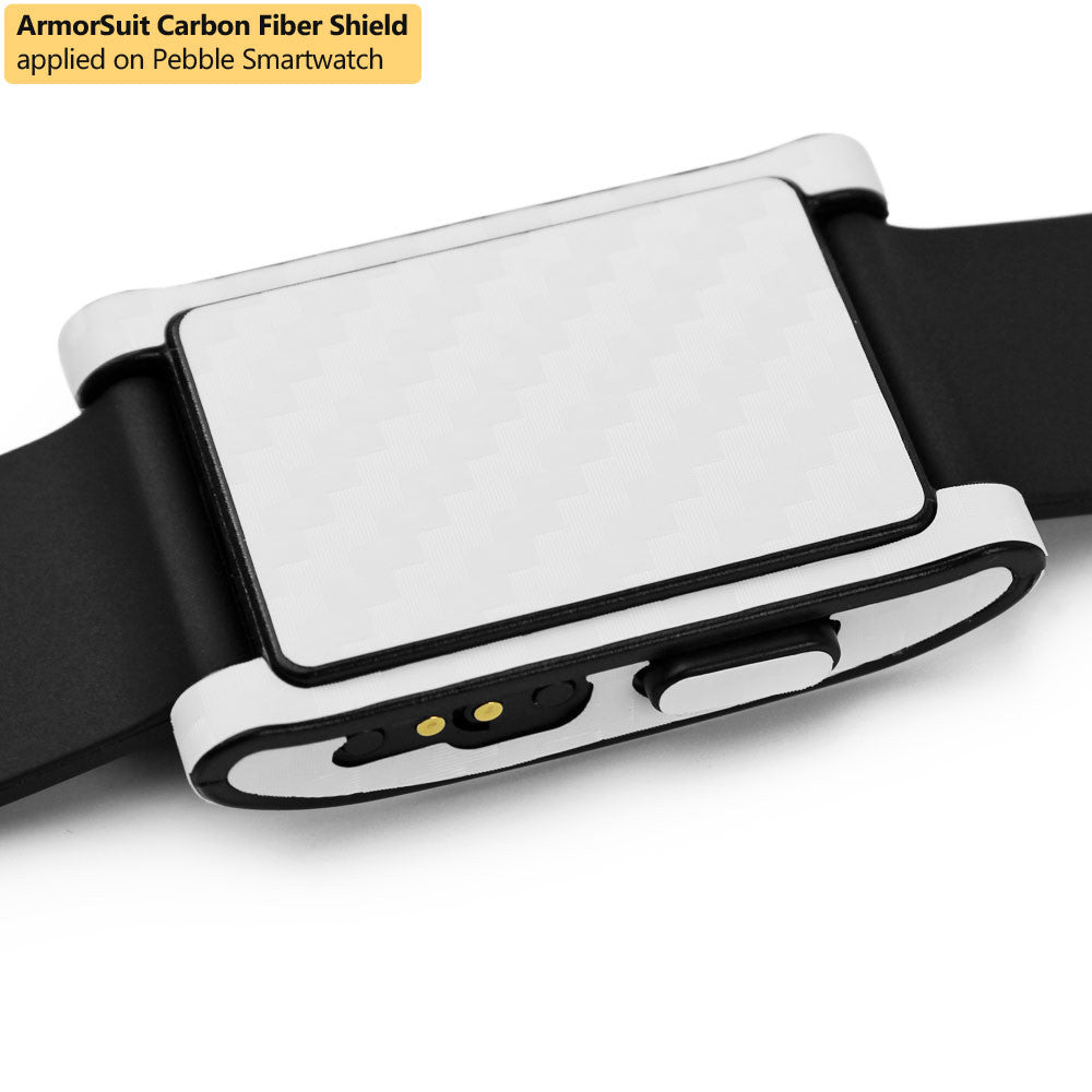 Pebble Smartwatch Screen Protector + White Carbon Fiber Film Protector