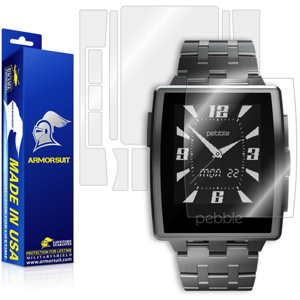 Pebble Steel Smartwatch Screen Protector + Full Body Skin Protector