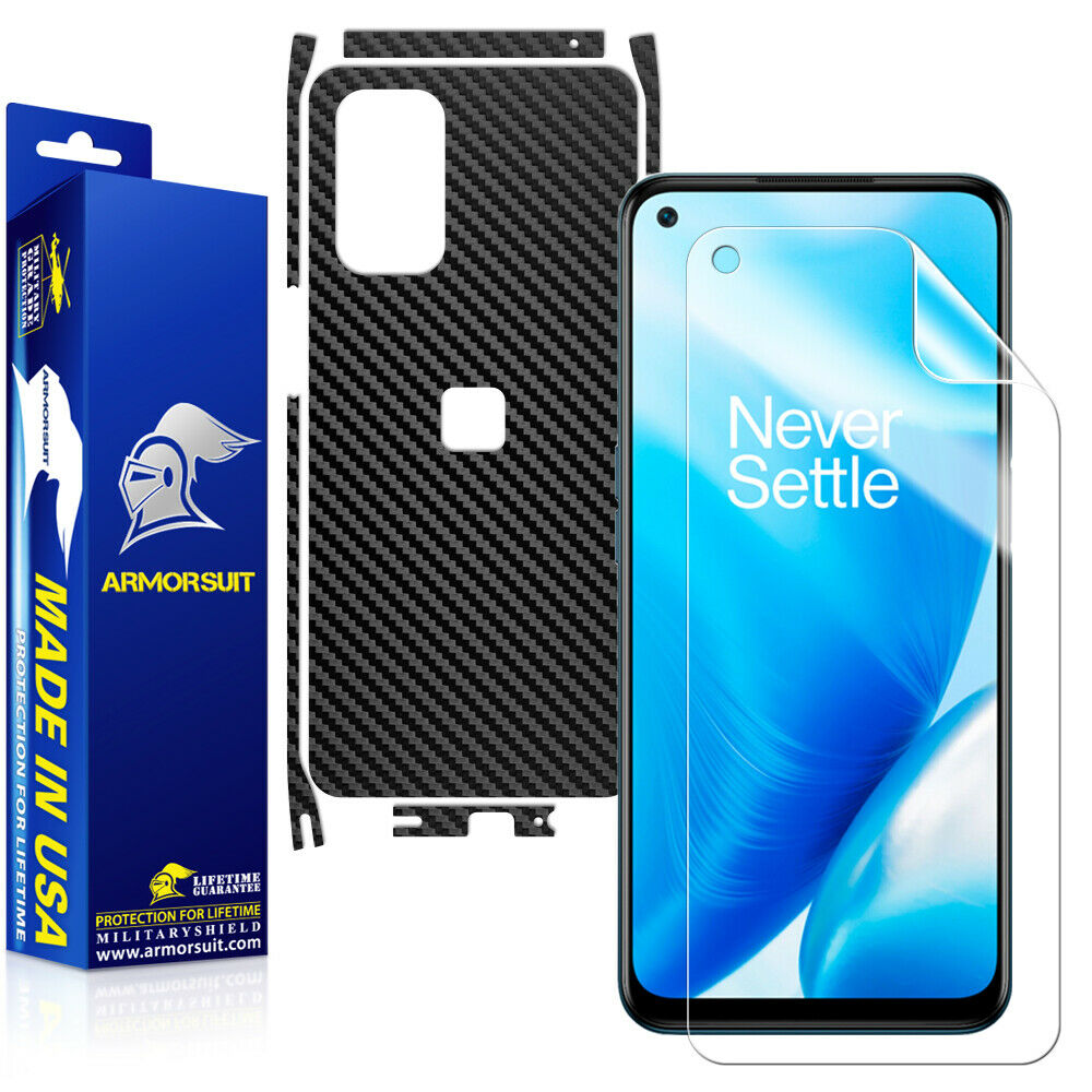 OnePlus Nord N200 5G Screen Protector + Black Carbon Fiber Skin