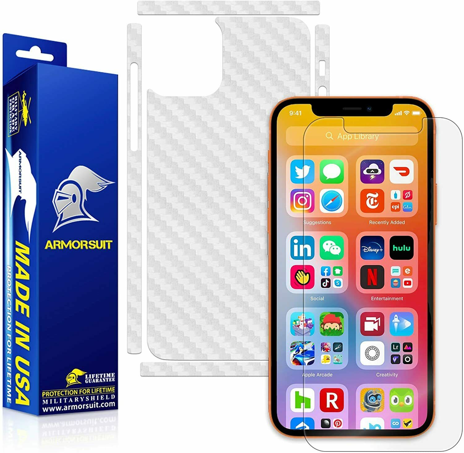 iPhone 12 Mini (5.4) Screen Protector + Carbon Fiber Skin