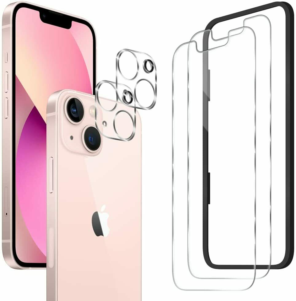 ArmorSuit 2 Pack Glass Screen Protector for iPhone 13 + Camera Lenses