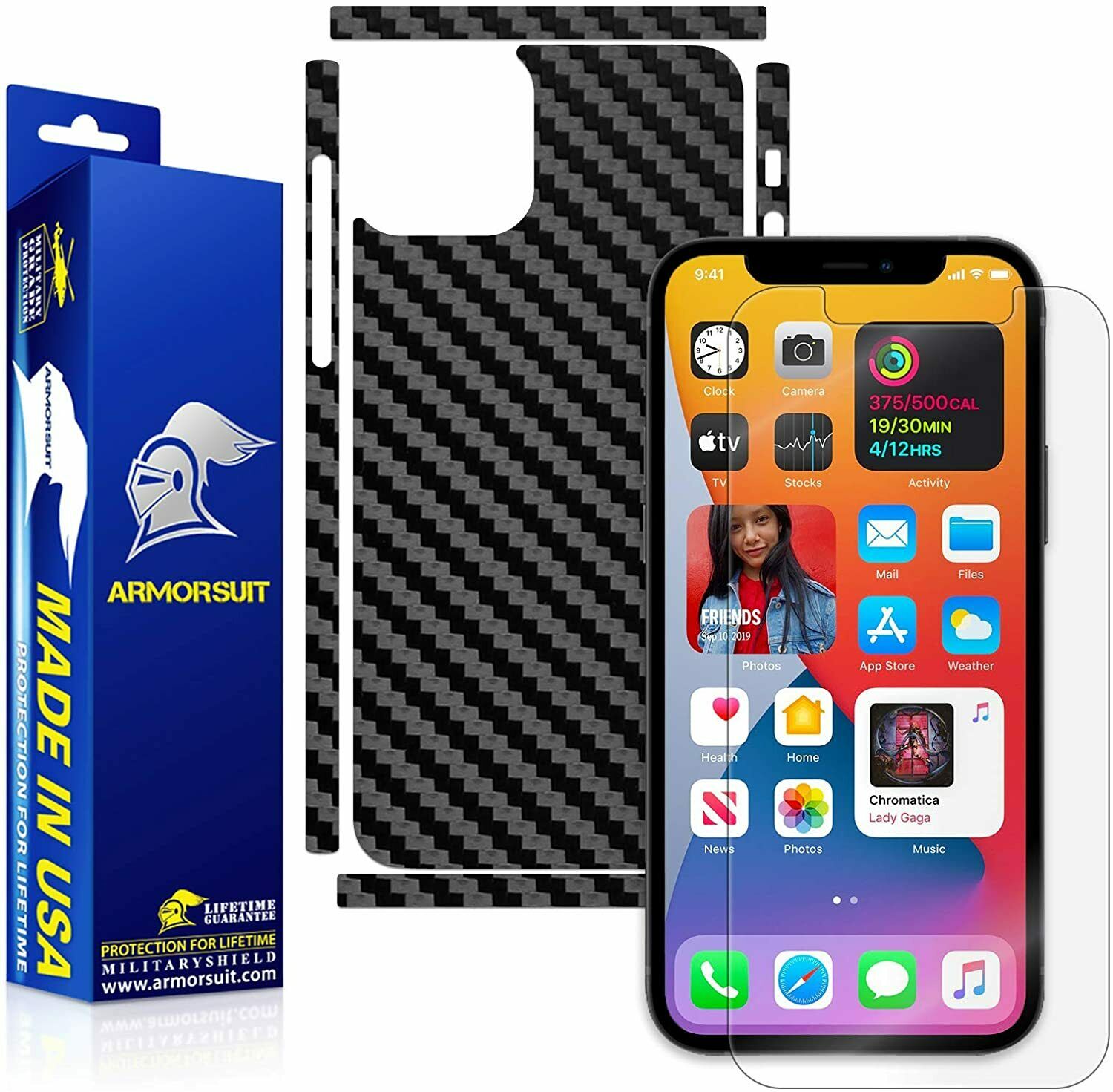 iPhone 12 Pro Max (6.7) Screen Protector + Carbon Fiber Skin