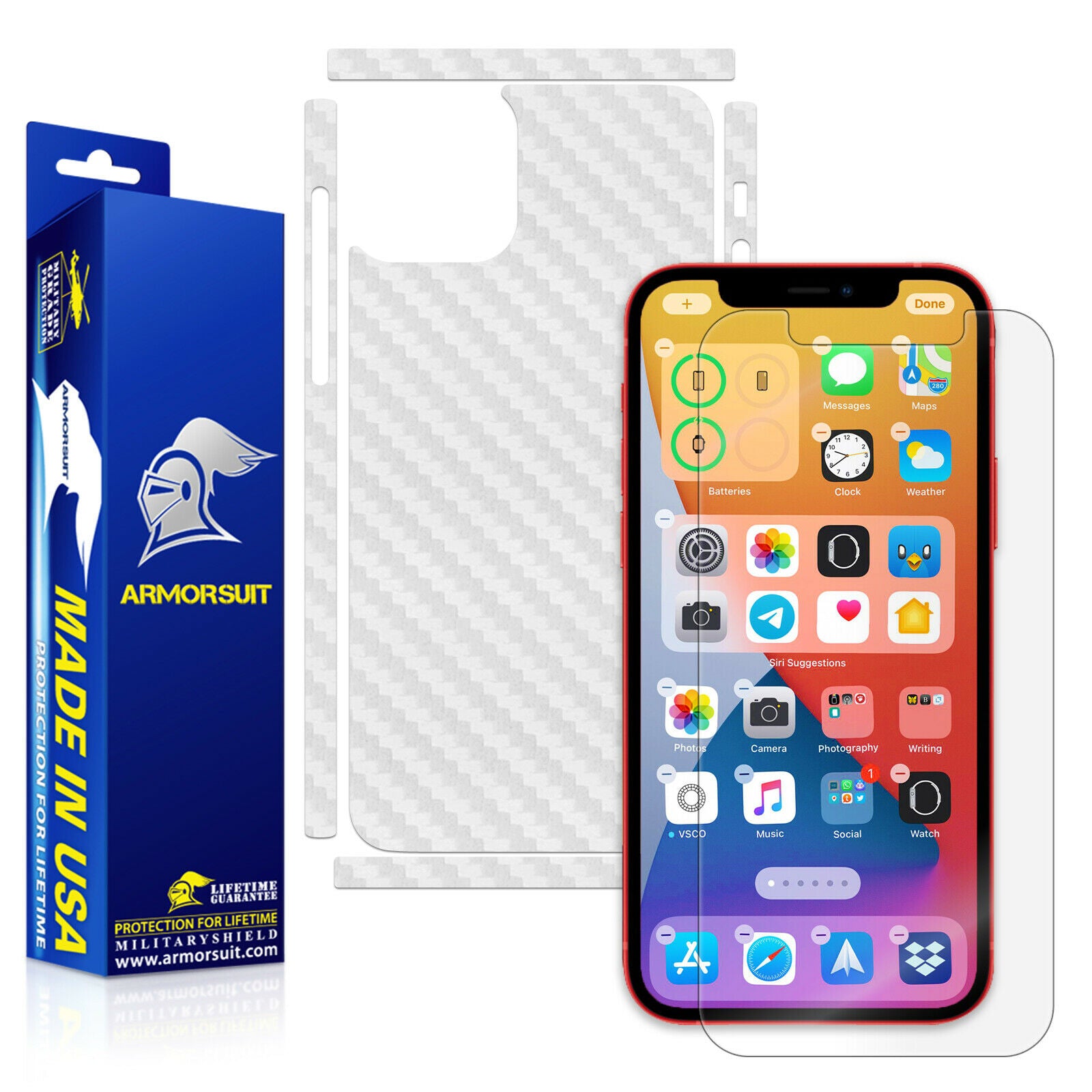 iPhone 12 (6.1) Screen Protector + Carbon Fiber Skin