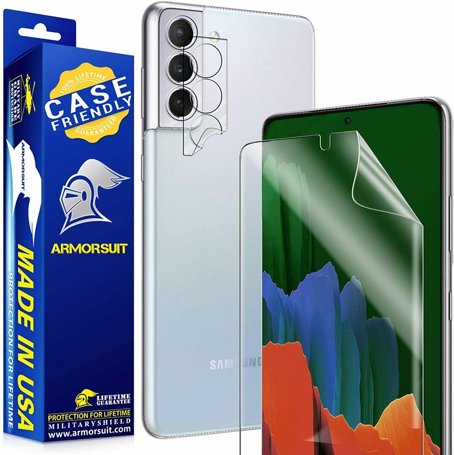 Samsung Galaxy S21 Plus Case-Friendly Screen Protector (6.7) + 2-Pack (Camera Cover) Clear Camera Plate Lens Protector