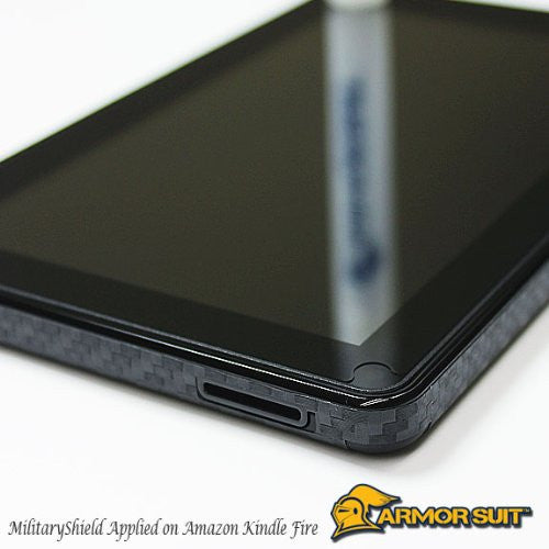 Kindle Fire Screen Protector + Black Carbon Fiber Skin Protector