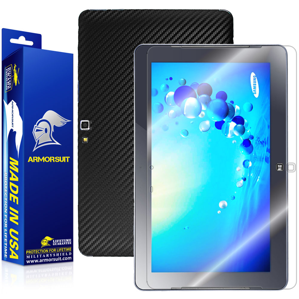 Samsung ATIV Smart PC 500T Screen Protector + Black Carbon Fiber Film Protector