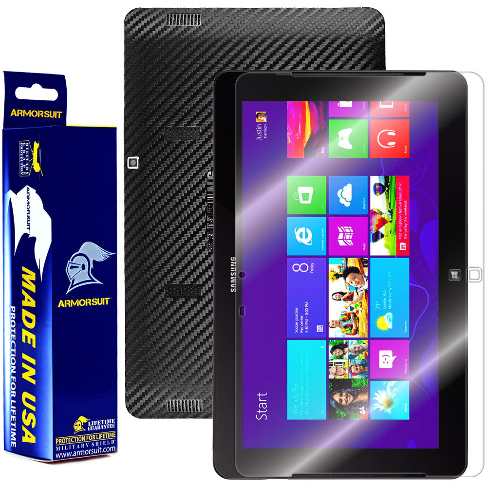 Samsung ATIV Smart PC Pro 700T Screen Protector + Black Carbon Fiber Film Protector