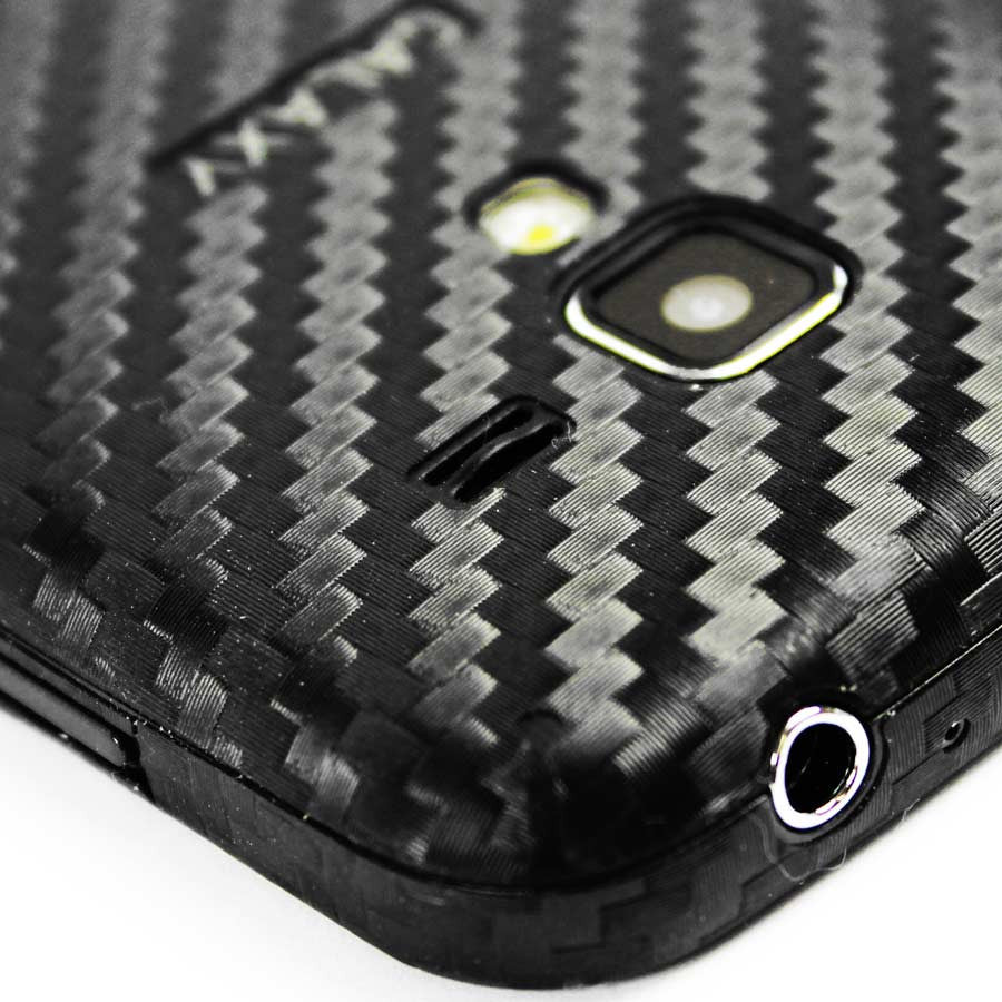 Samsung Galaxy Exhilarate Screen Protector + Black Carbon Fiber Skin Protector