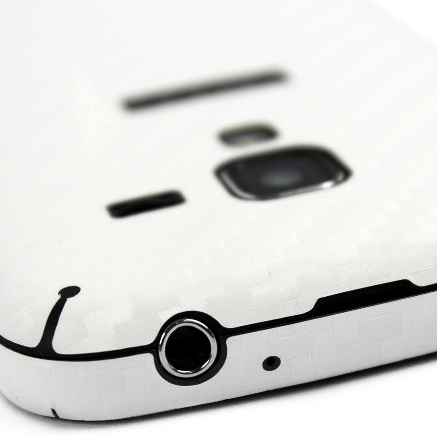 Samsung Galaxy Exhilarate Screen Protector + White Carbon Fiber Skin Protector