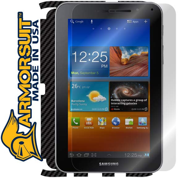 Samsung Galaxy Tab 7.0 Plus Screen Protector + Black Carbon Fiber Skin Protector