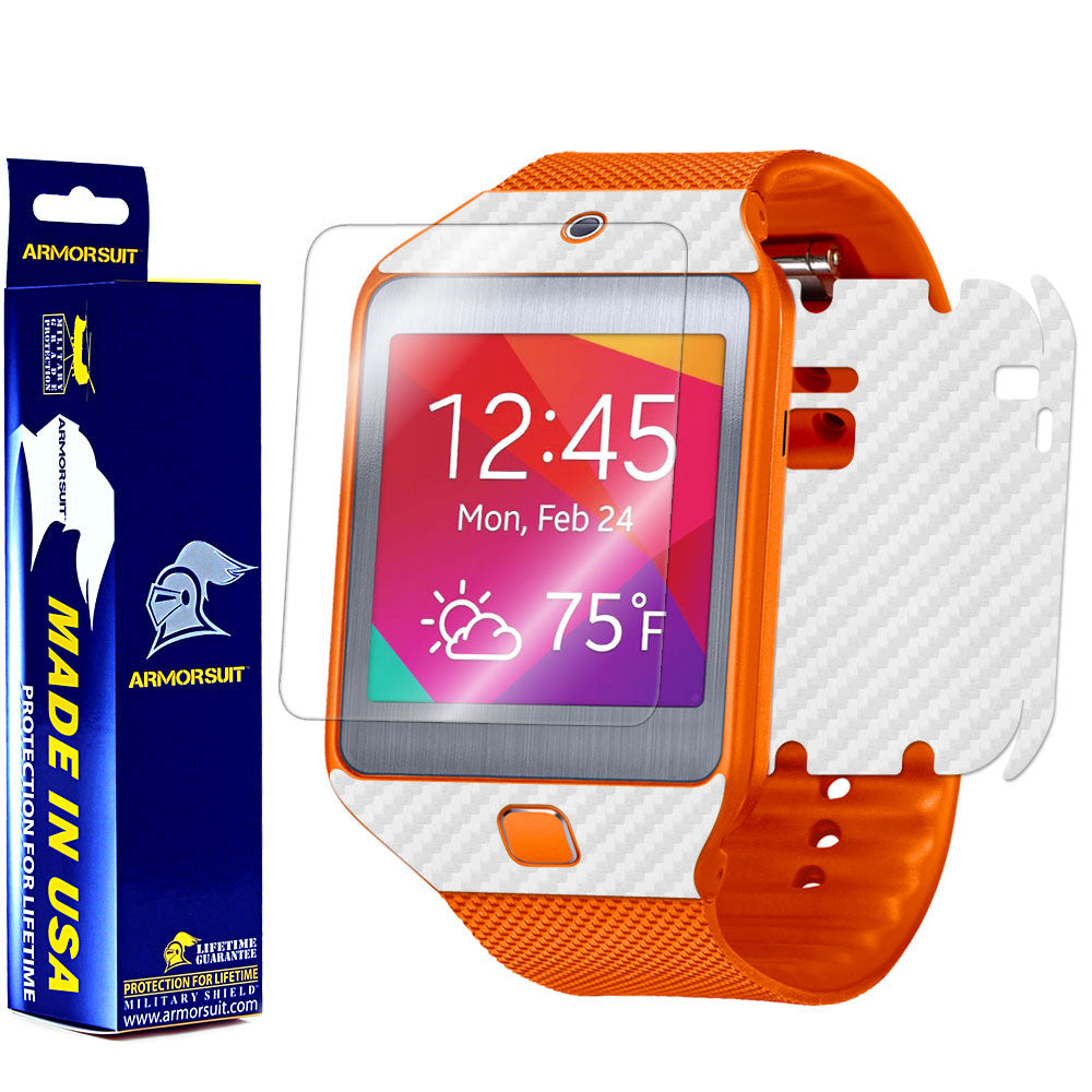 Samsung Galaxy Gear 2 Neo Screen Protector + White Carbon Fiber Film  Protector