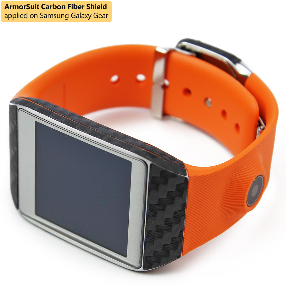 Samsung Galaxy Gear Screen Protector + Black Carbon Fiber Skin Protector