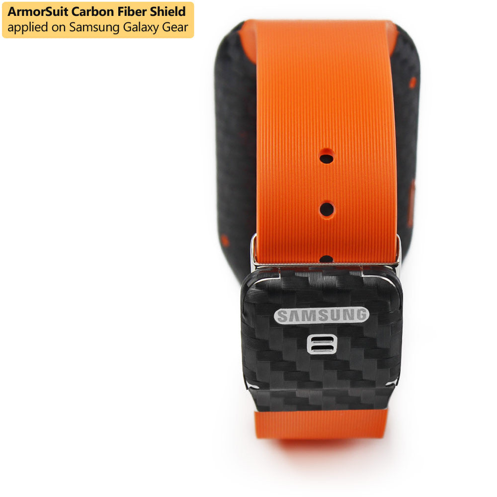 Samsung Galaxy Gear Screen Protector + Black Carbon Fiber Skin Protector