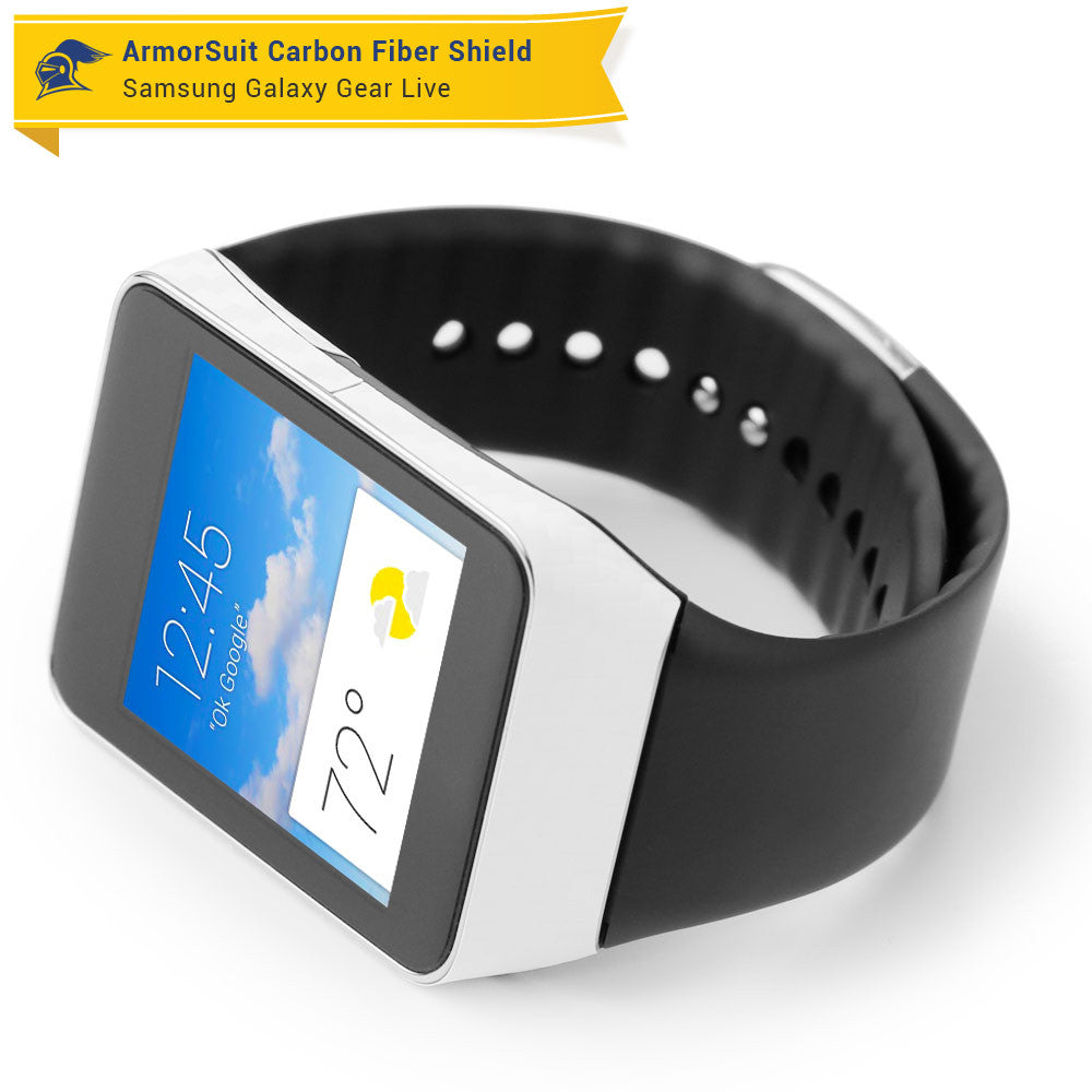 Samsung Galaxy Gear Live Screen Protector + White Carbon Fiber Film Protector