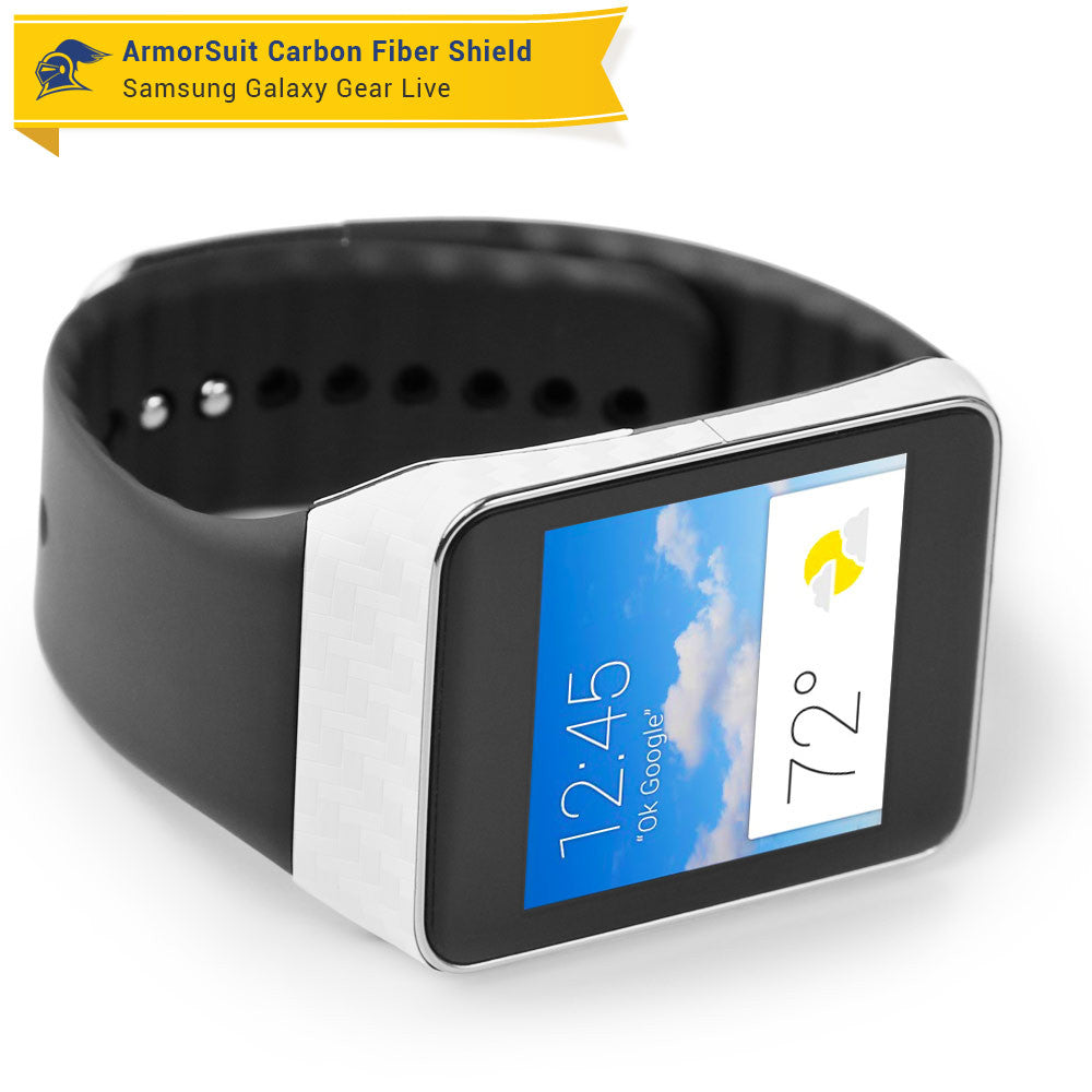Samsung Galaxy Gear Live Screen Protector + White Carbon Fiber Film Protector