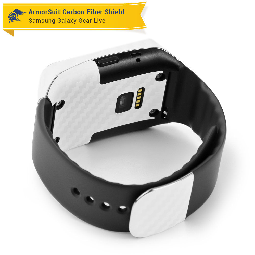 Samsung Galaxy Gear Live Screen Protector + White Carbon Fiber Film Protector