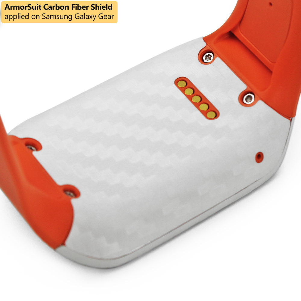 Samsung Galaxy Gear Screen Protector + White Carbon Fiber Skin Protector