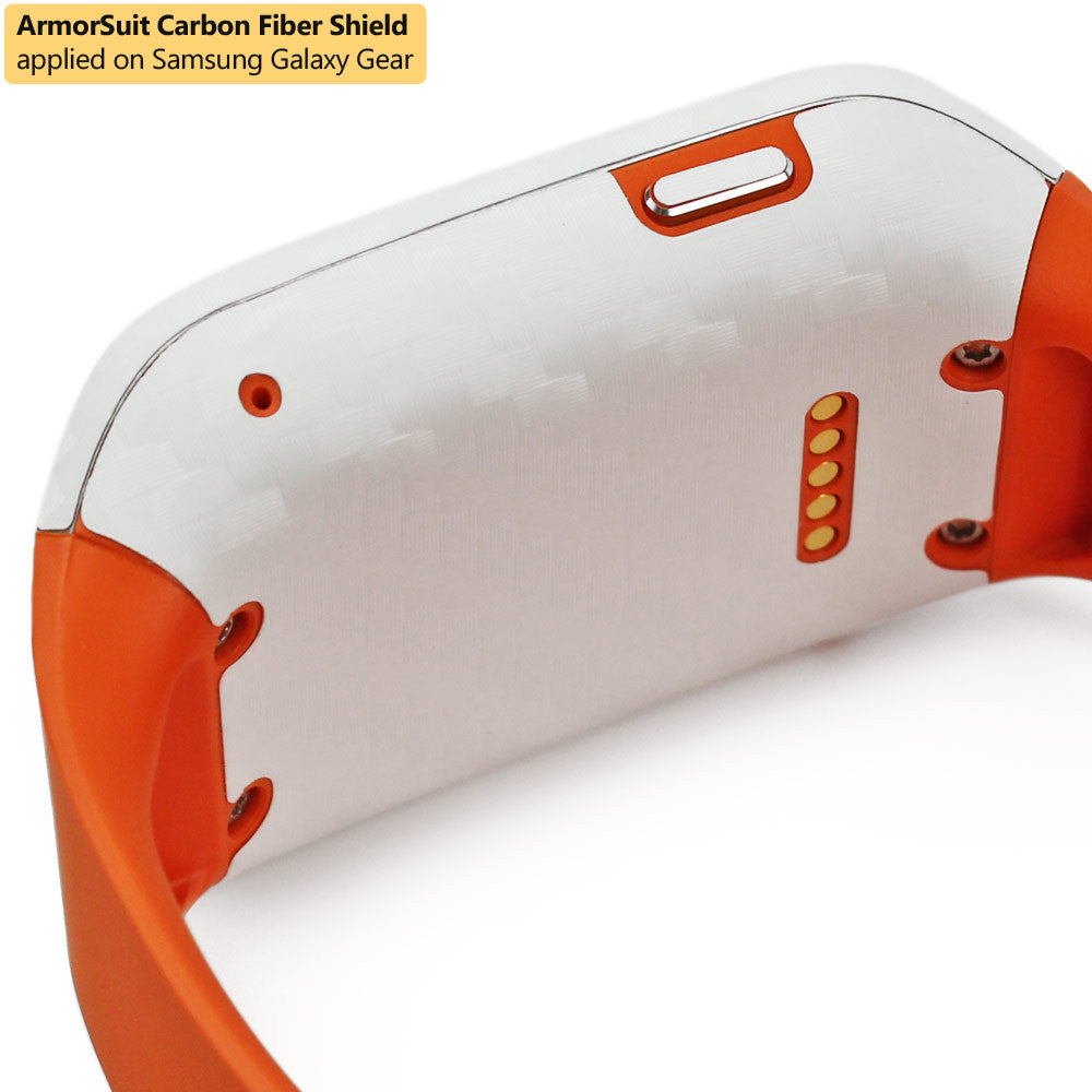 Samsung Galaxy Gear Screen Protector + White Carbon Fiber Skin Protector