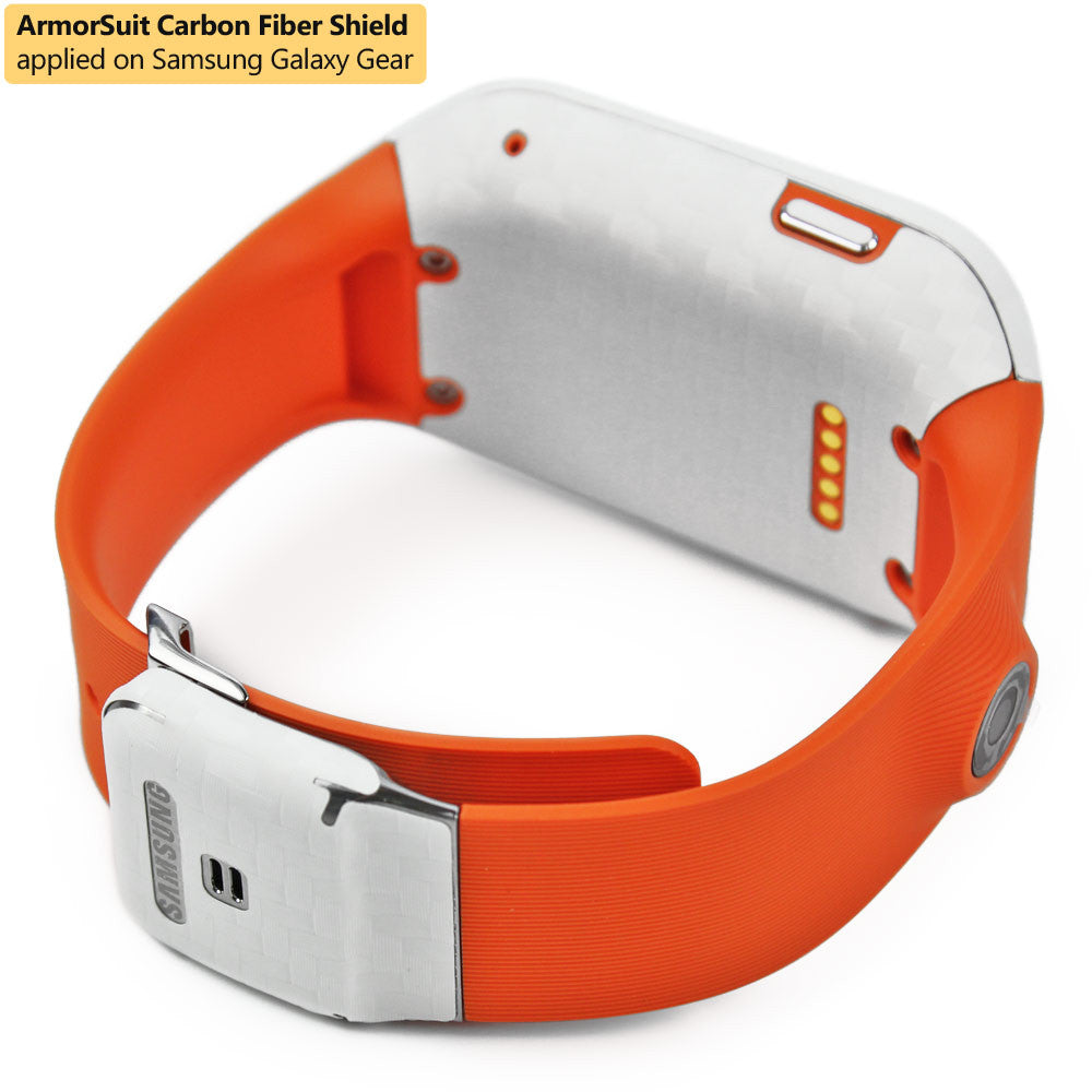 Samsung Galaxy Gear Screen Protector + White Carbon Fiber Skin Protector