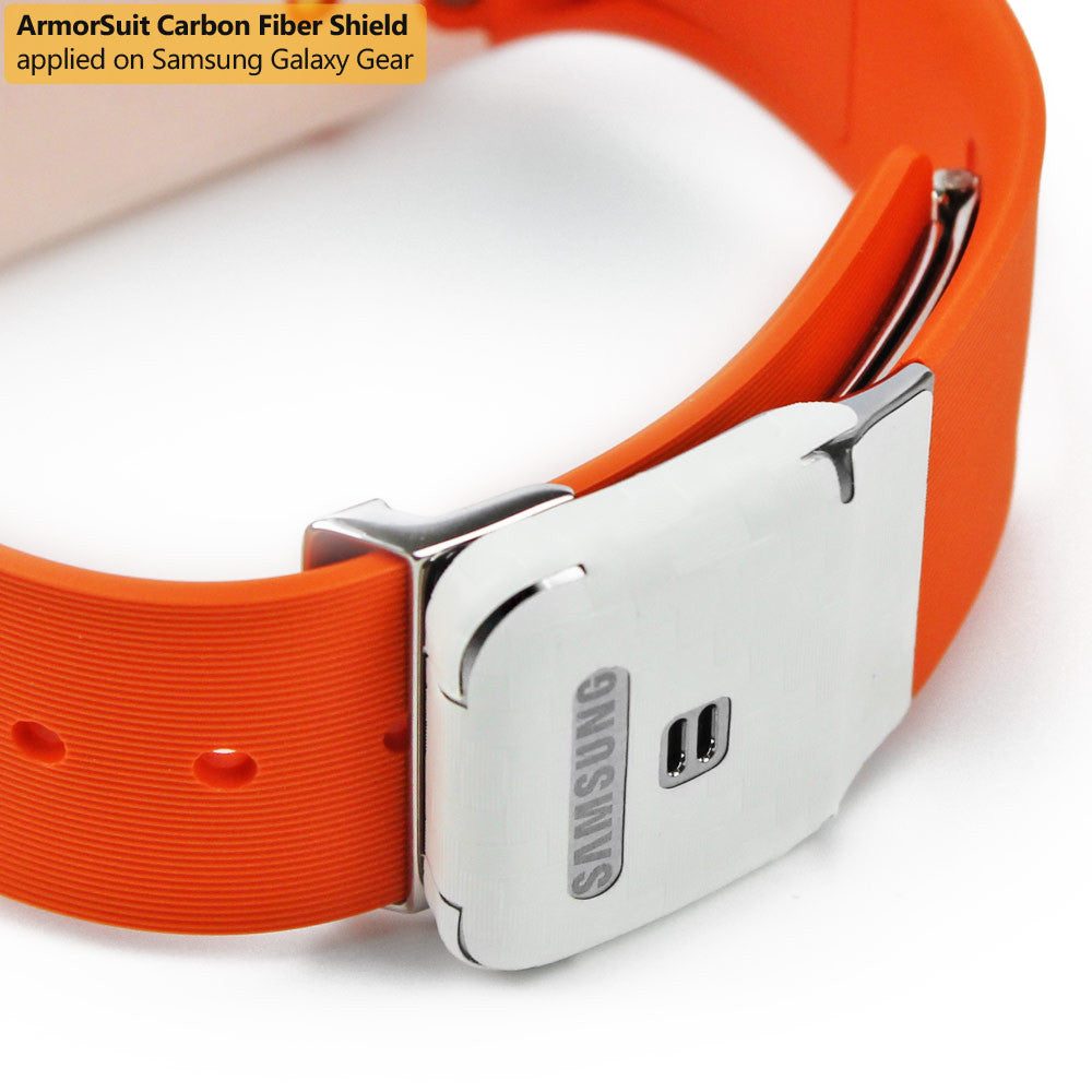 Samsung Galaxy Gear Screen Protector + White Carbon Fiber Skin Protector