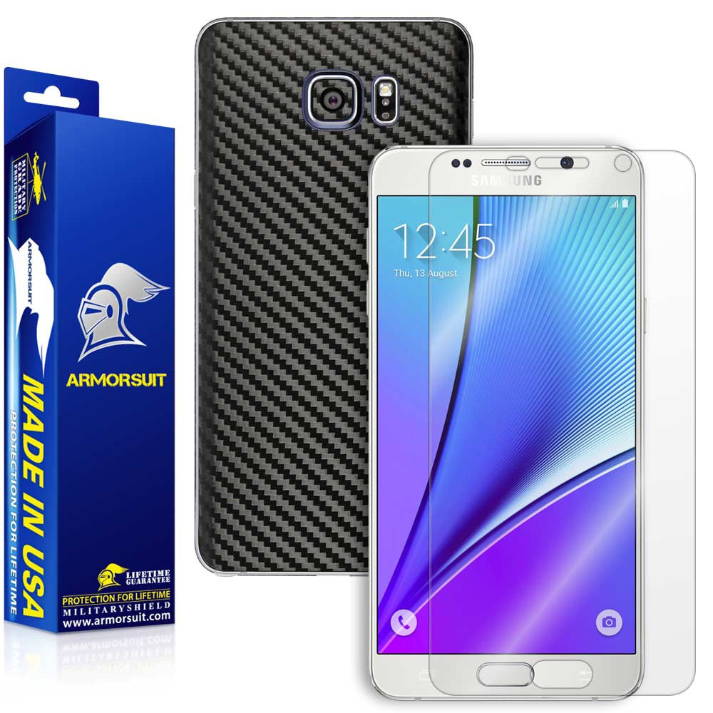 Samsung Galaxy Note 5 Screen Protector + Carbon Fiber Skin