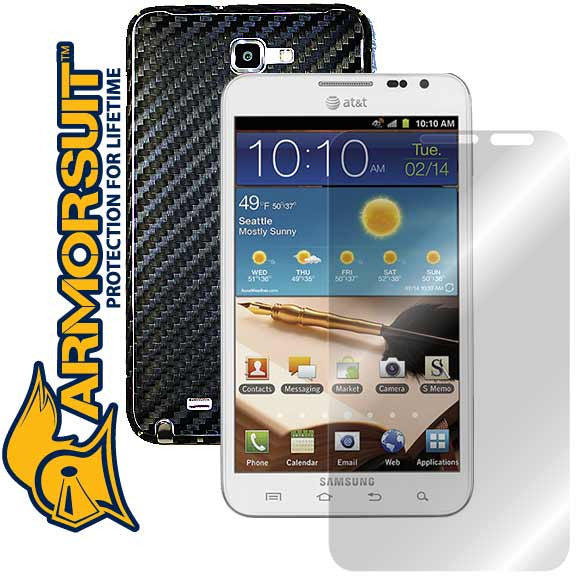 Samsung AT&T Galaxy Note Screen Protector + Carbon Fiber Skin Protector